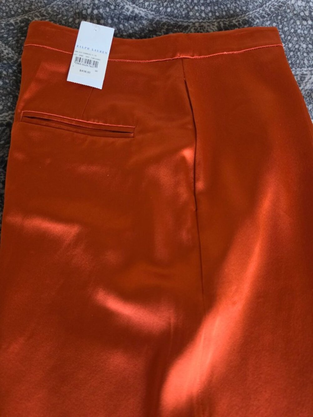 Polo Ralph Lauren Womens Orange/Shedron Pure mulberry Silk Pants Size 2 - Picture 6 of 16